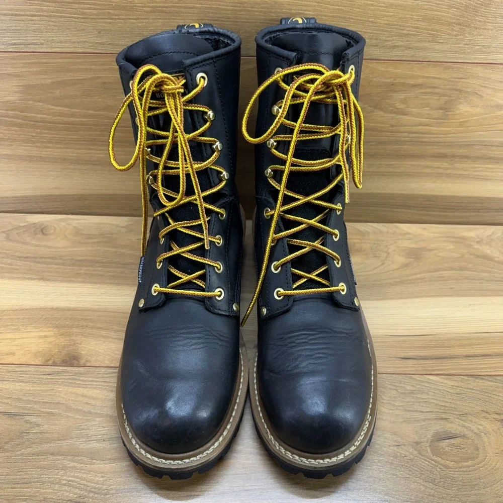 CAROLINA Logger Waterproof Soft Toe Work Boot Mens 9 D Black Leather Lug Oil Res